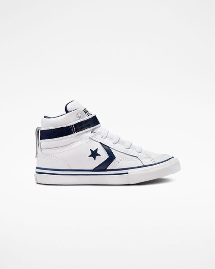 Girls' Converse Pro Blaze Strap Easy-On Varsity Club High Top Shoes White / Navy / White | AU 03469M